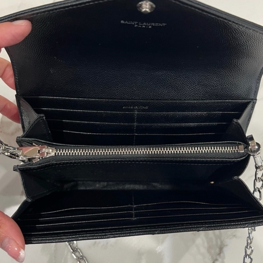YSL envelope monogram flap wallet on chain crossbody bag - Picture 8 of 17